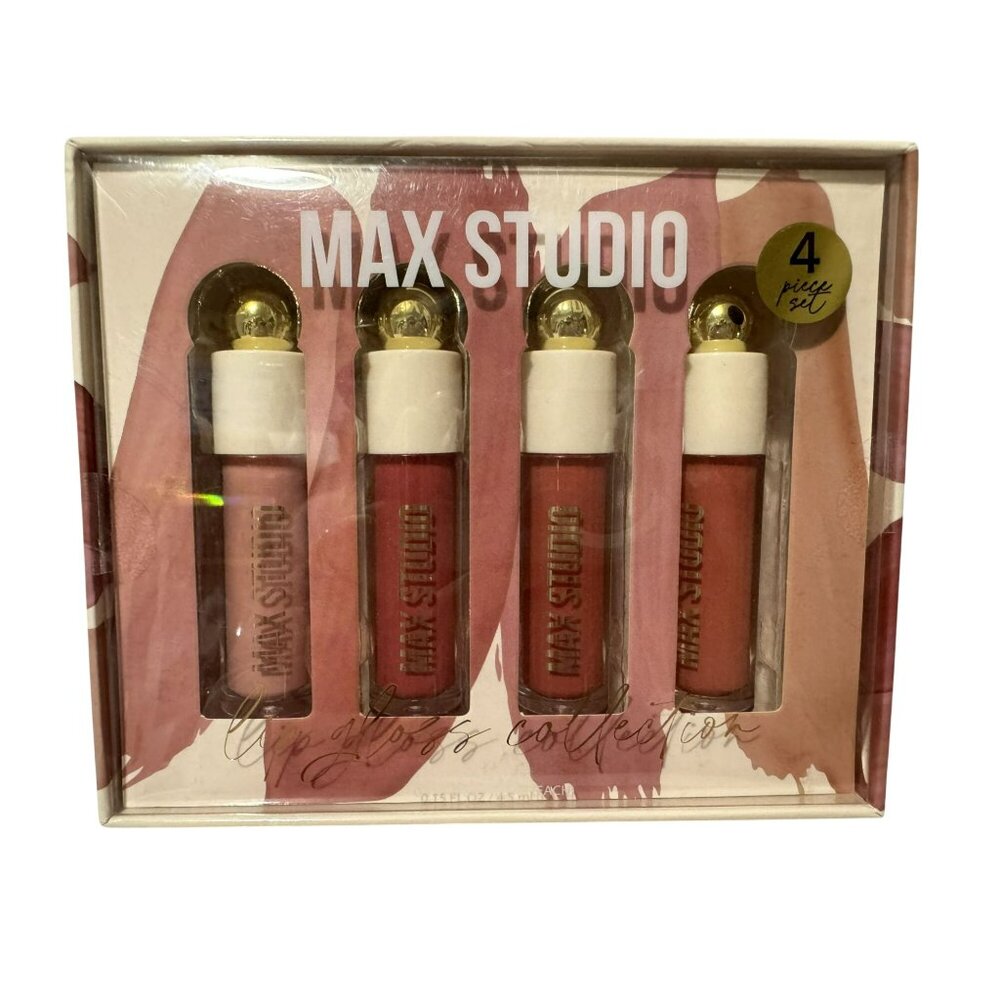 Max Studio Collection 4 Pieces Lip Gloss Roll-On Cruelty Free Soft Colors NEW